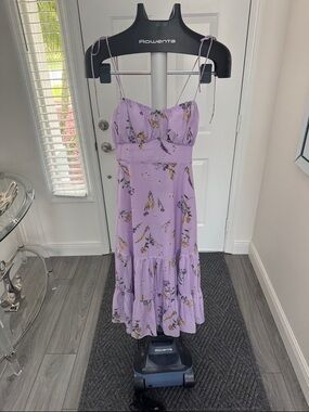 Showpo Monaco Lilac Floral Tie-Strap Midi Dress